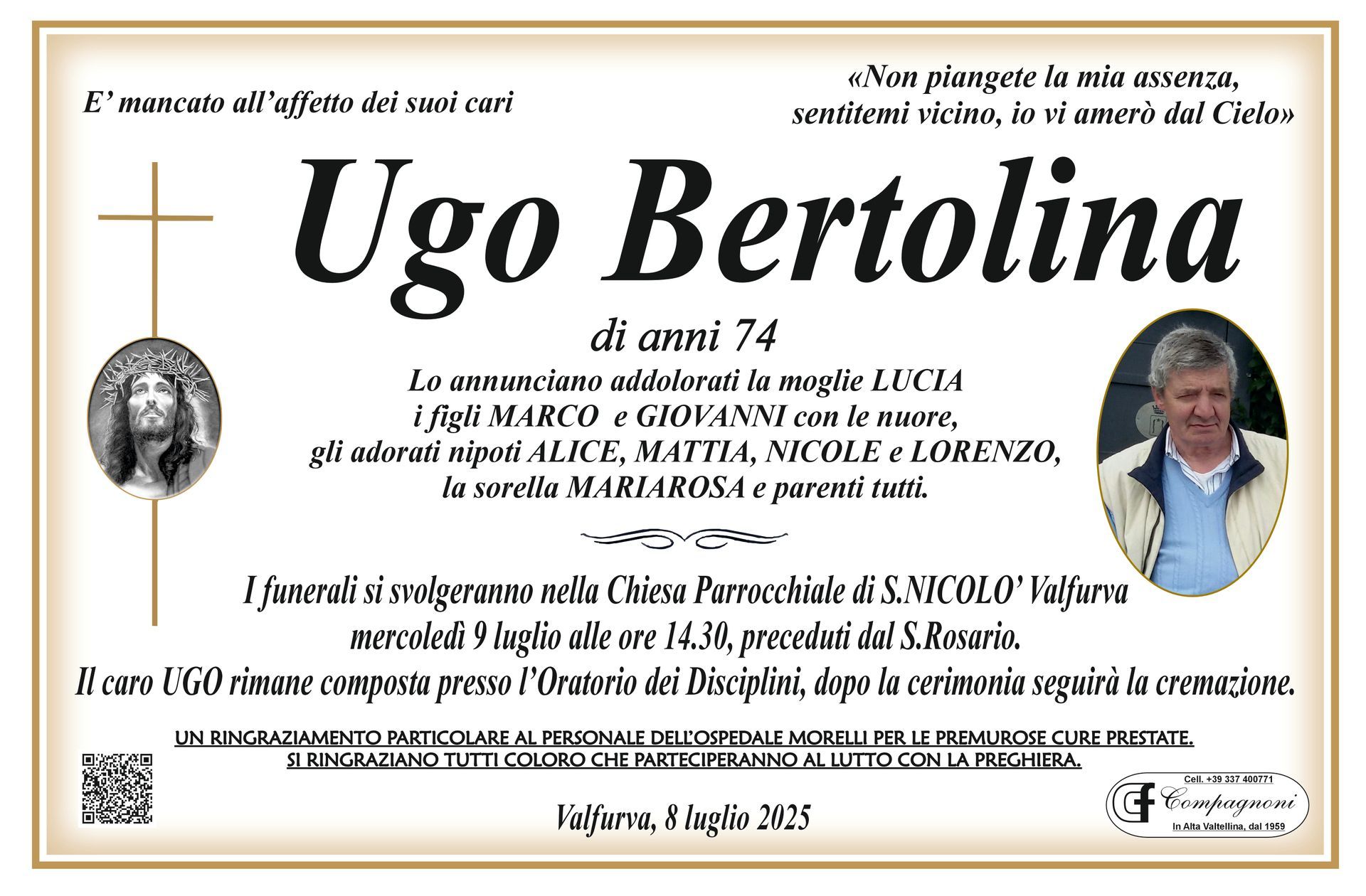 Invito al funerale di maria antonioli classe 1934