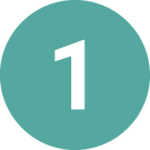 White number 1 inside a teal-green circle.
