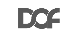 Gray logo with the letters DCF overlapping.