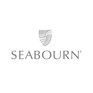 Seabourn logo: Silver crest emblem above the brand name in grey letters.