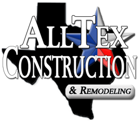 AllTex Construction & Remodeling logo with Texas silhouette in black, white, and red