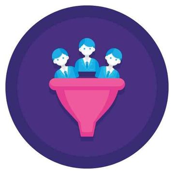 A group of people are sitting in a pink funnel.