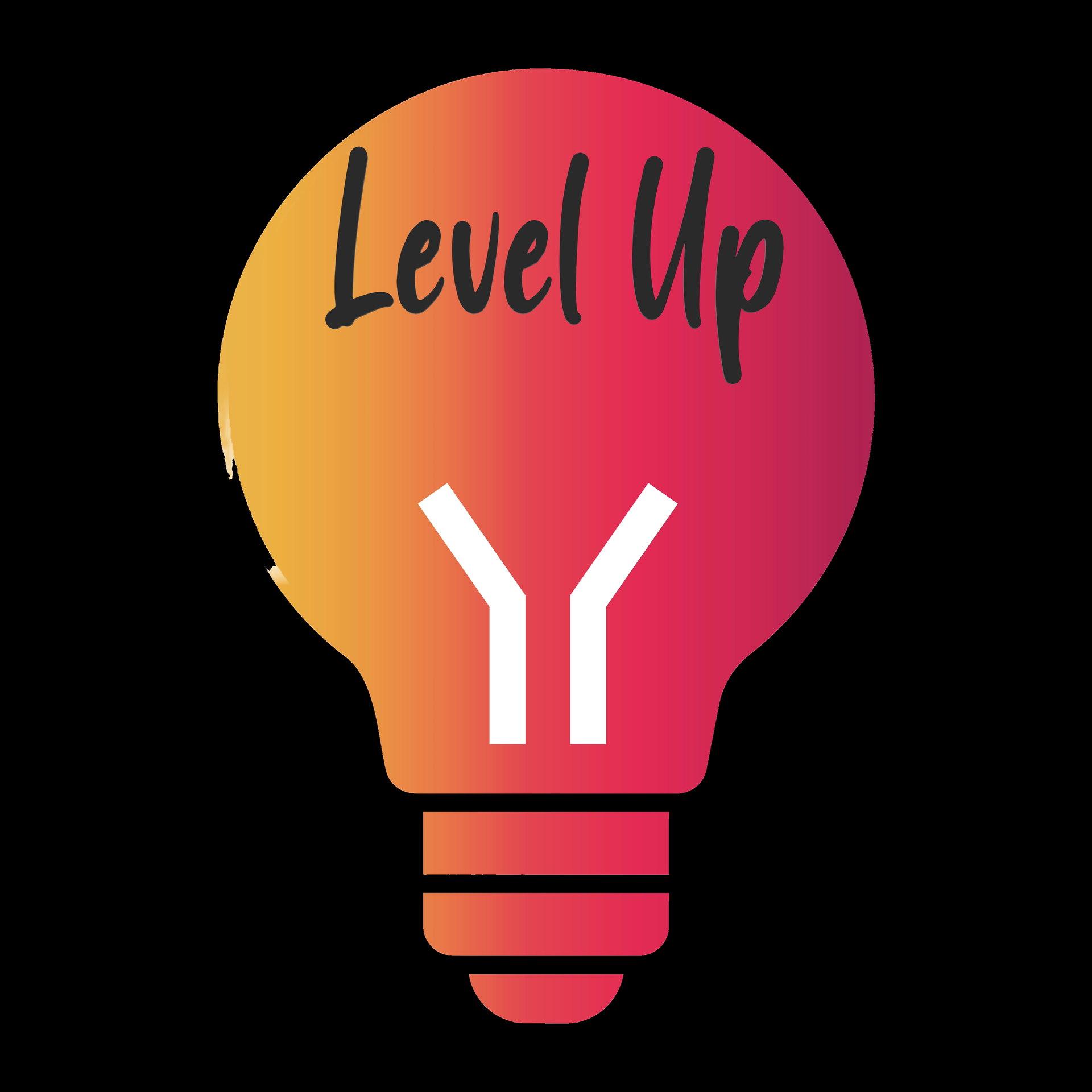 A light bulb with the words level up written on it