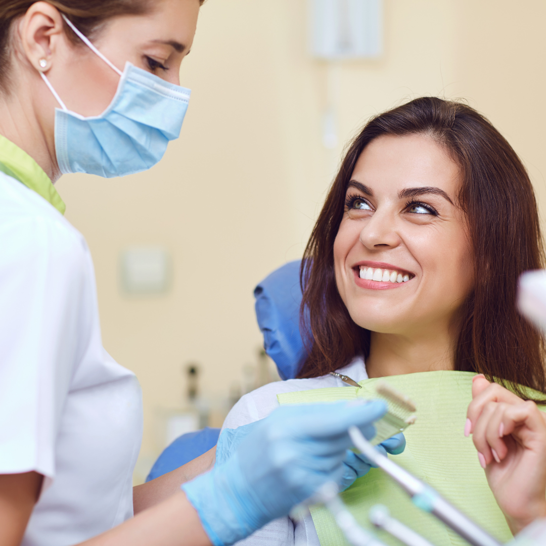 Image of patient smiling at dentist