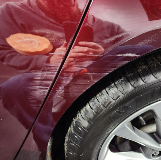 Paint Damage before Paint Correction Services by To The Limit Motorsportz