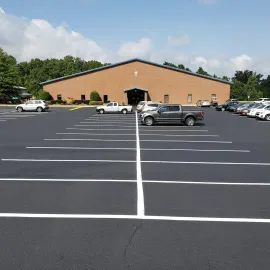 Newly painted parking lot stripes