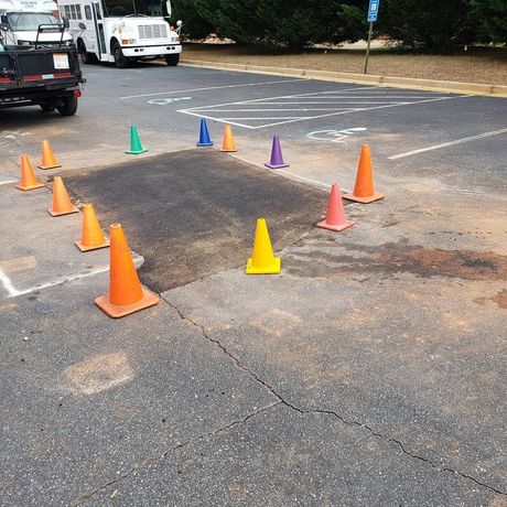 asphalt patch in a parking lot