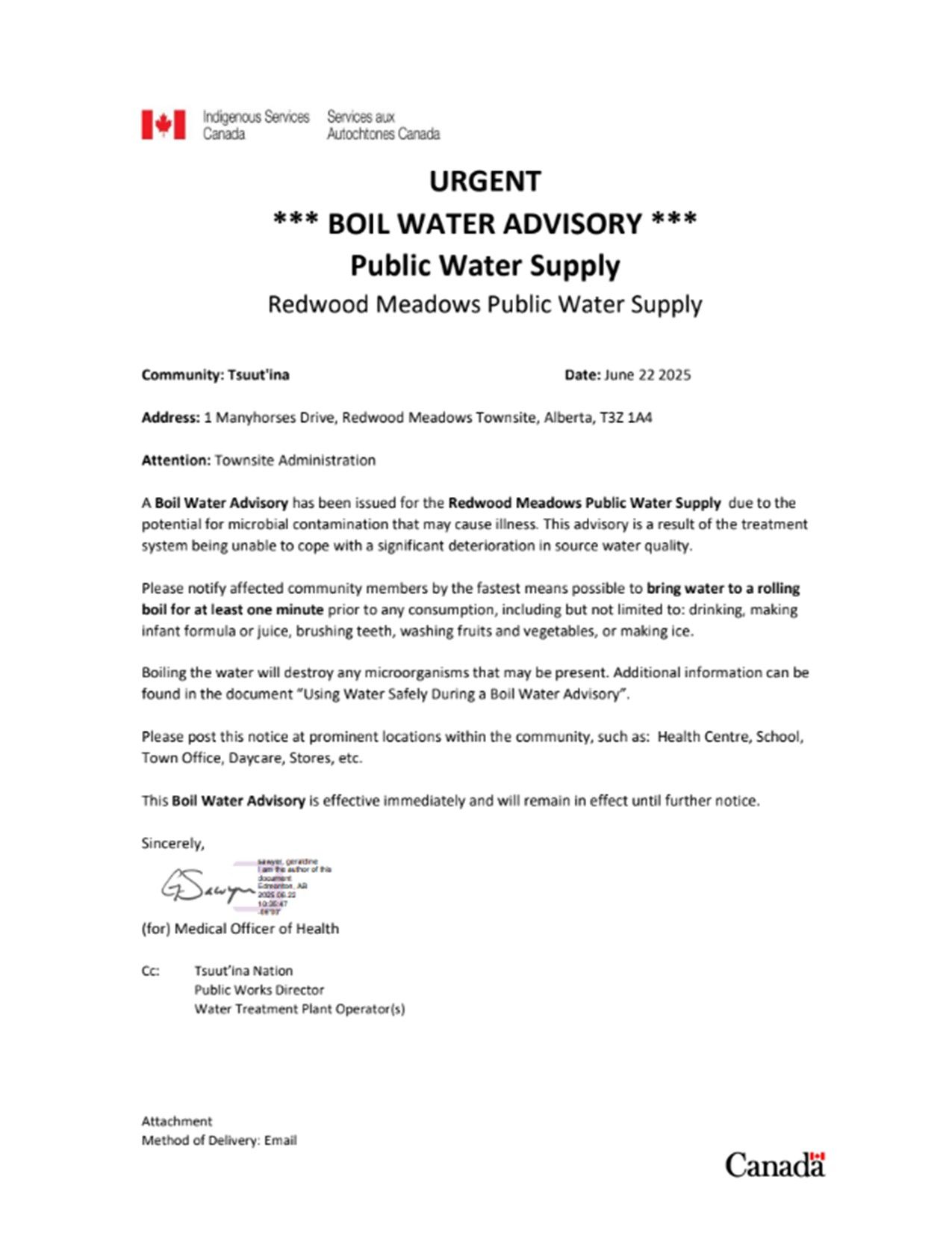 BOIL WATER ADVISORY