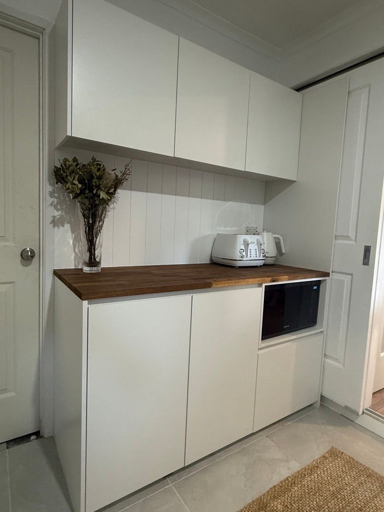 Small Kitchen Cabinet with Wood Countertop — JPR Concepts in Burleigh Heads, QLD