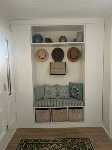 Built In Entryway Bench with Pillows — JPR Concepts in Burleigh Heads, QLD