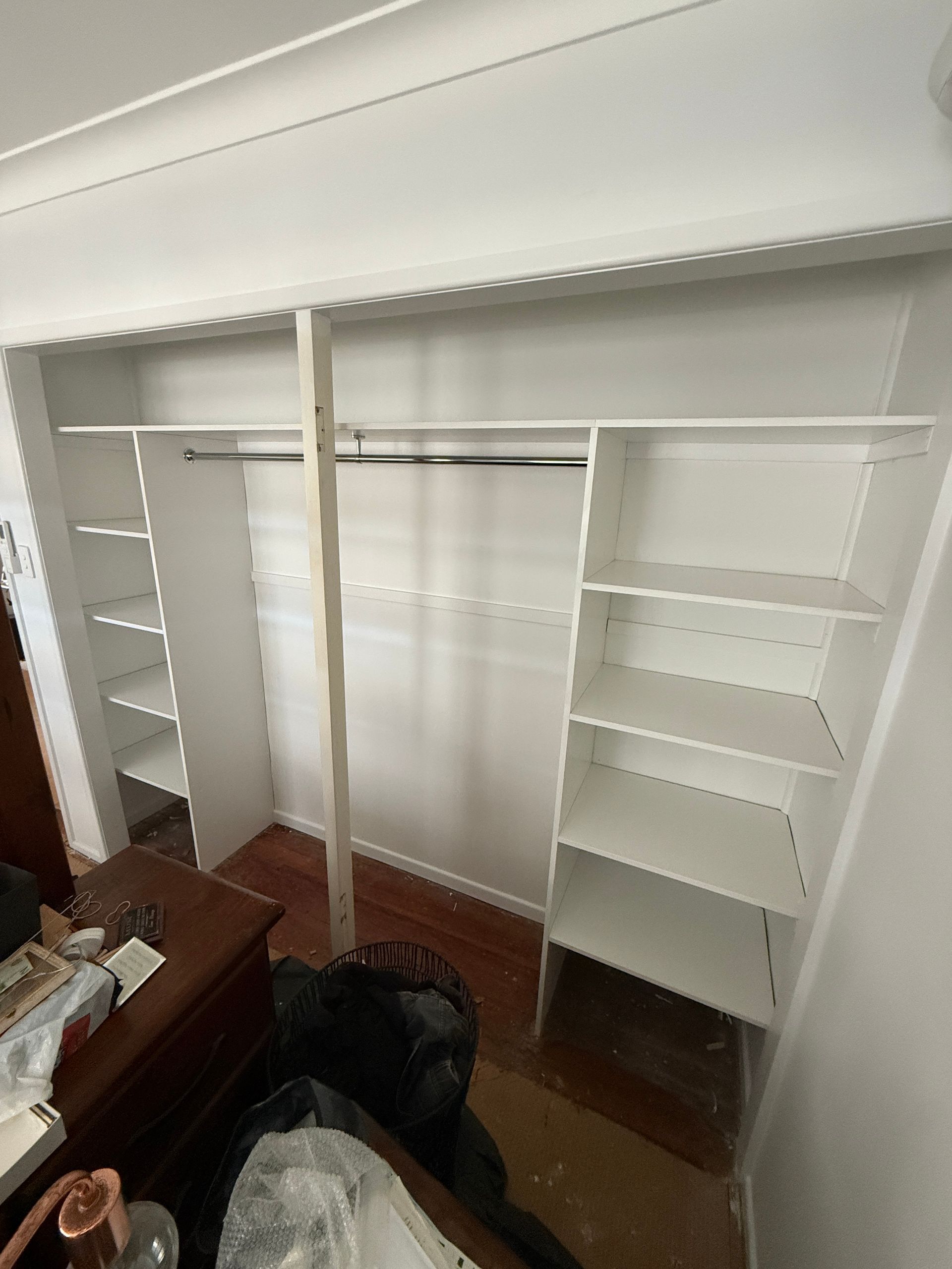 White Built In Closet with Empty Shelves — JPR Concepts in Burleigh Heads, QLD