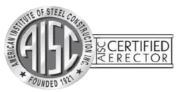 A black and white logo for the american institute of steel construction