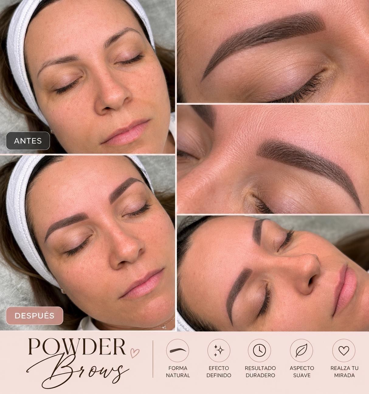 Powder brows antes y después en Hairdoctors The Crossings Miami