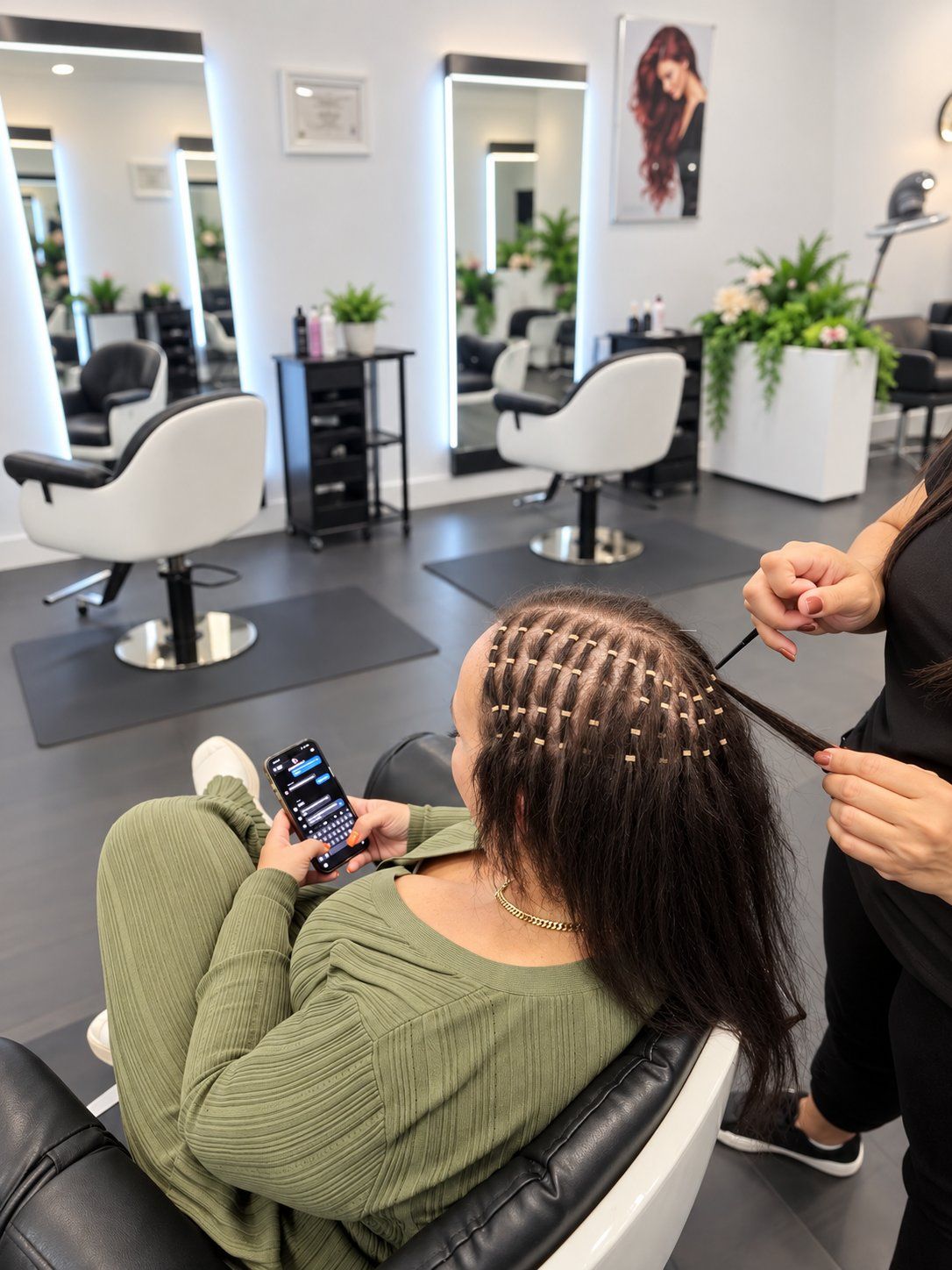 Micro-bead hair integration result at Hairdoctors Miami