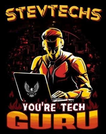 A tech guru illuminated, working on a laptop with the text