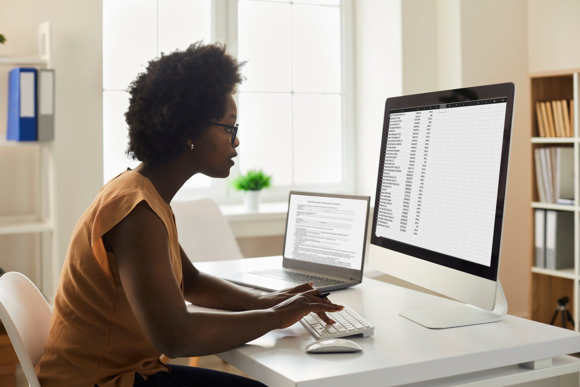Patron looking on a computer