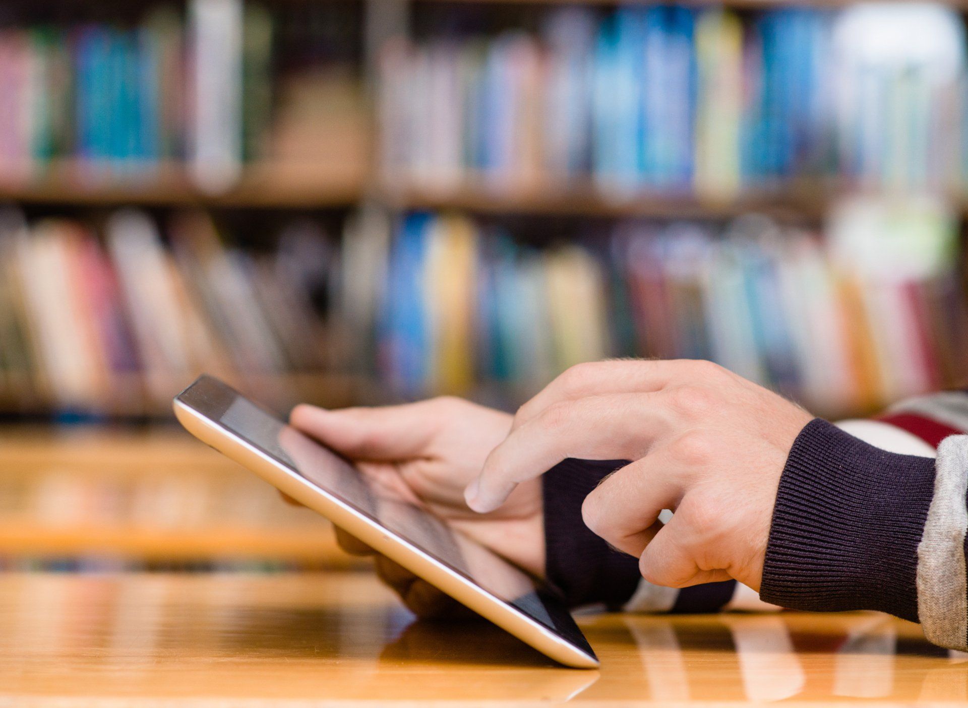 Patron using a tablet