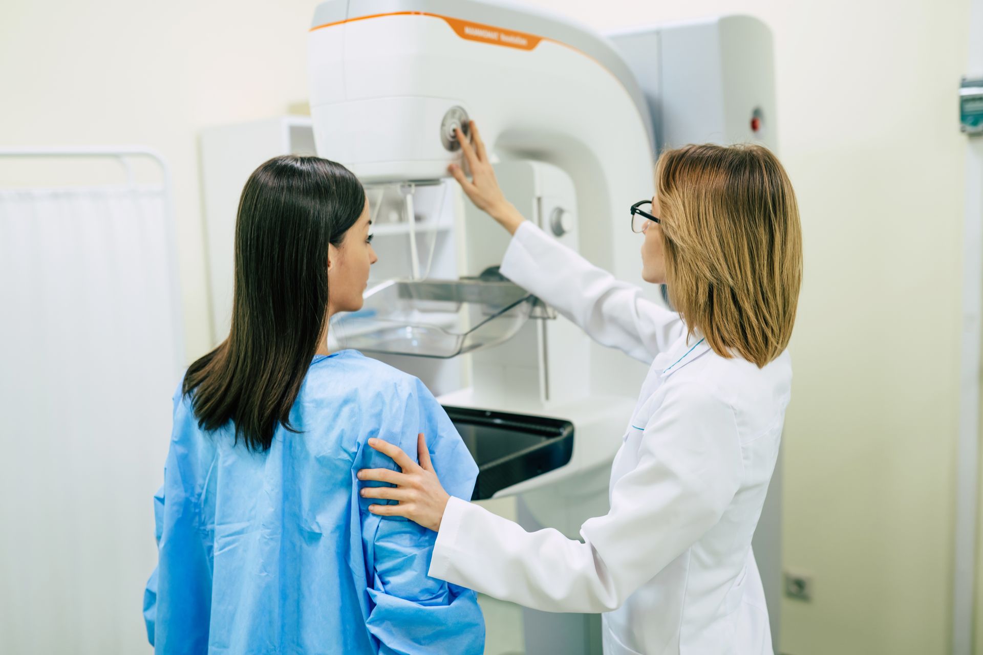 Young woman is having mammography examination at the hospital.