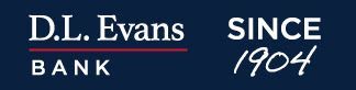 The logo for DL Evans Bank on a blue background