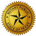 A notary public seal from the state of texas