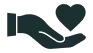 Open hand with dark heart icon above it