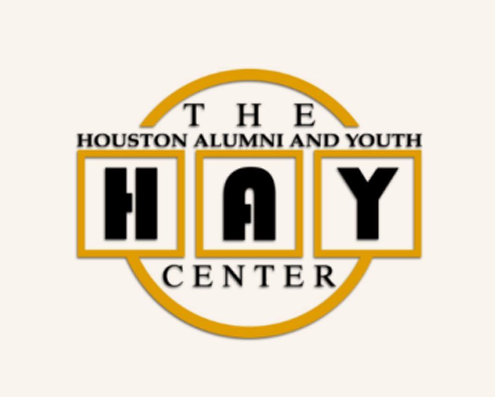 Logo for The HAY Center, Houston Alumni and Youth, in black and gold.