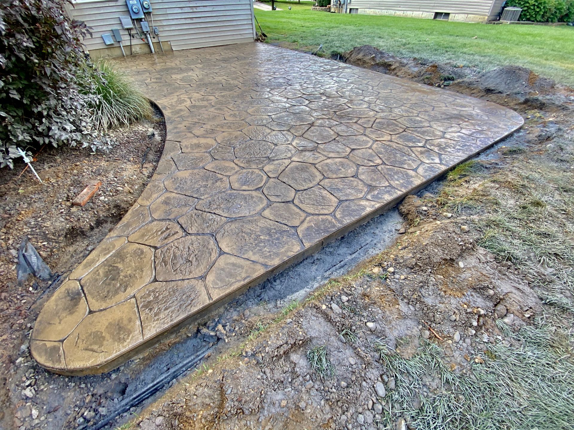 Random stone stamped concrete