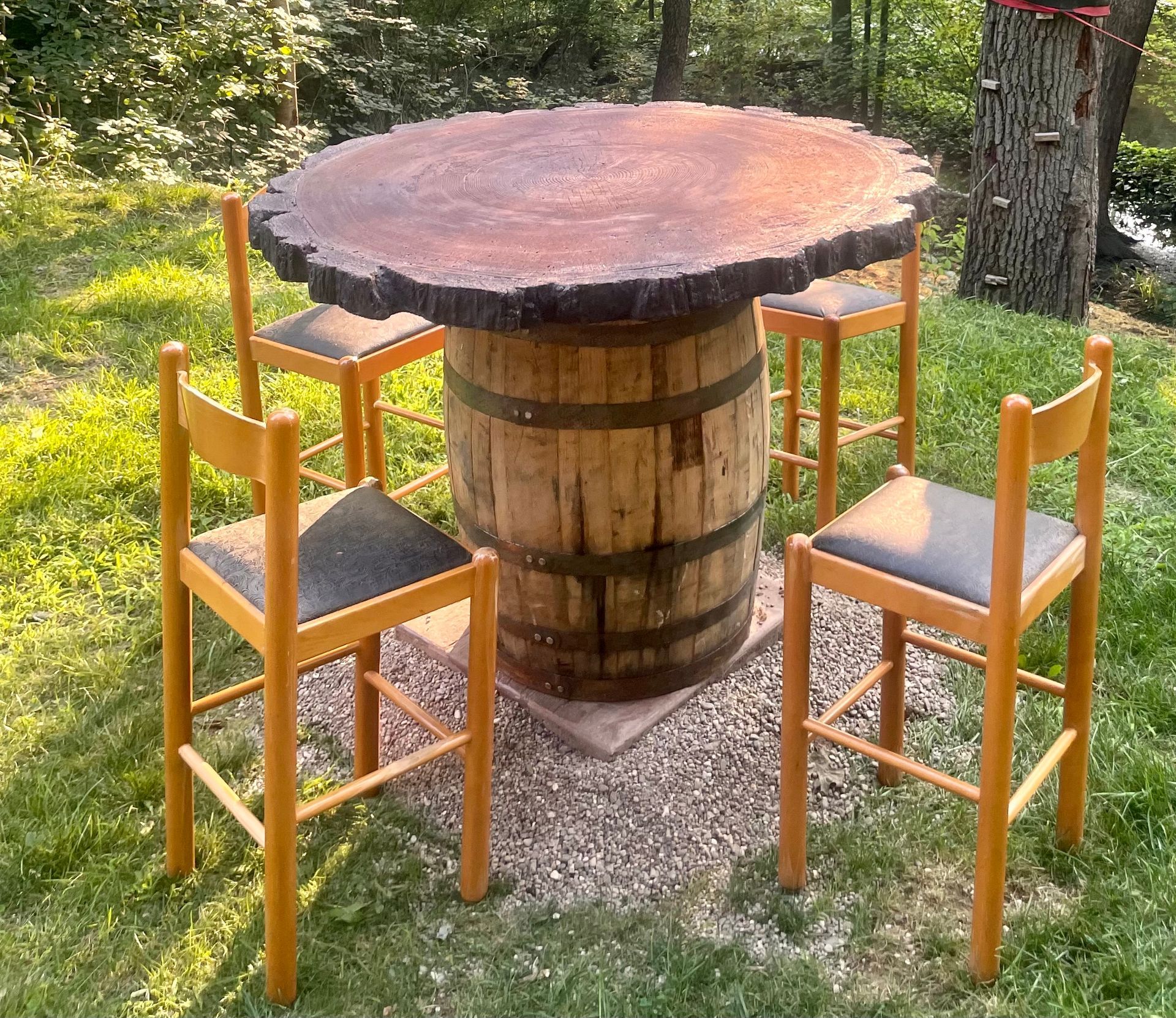 Concrete log slab table