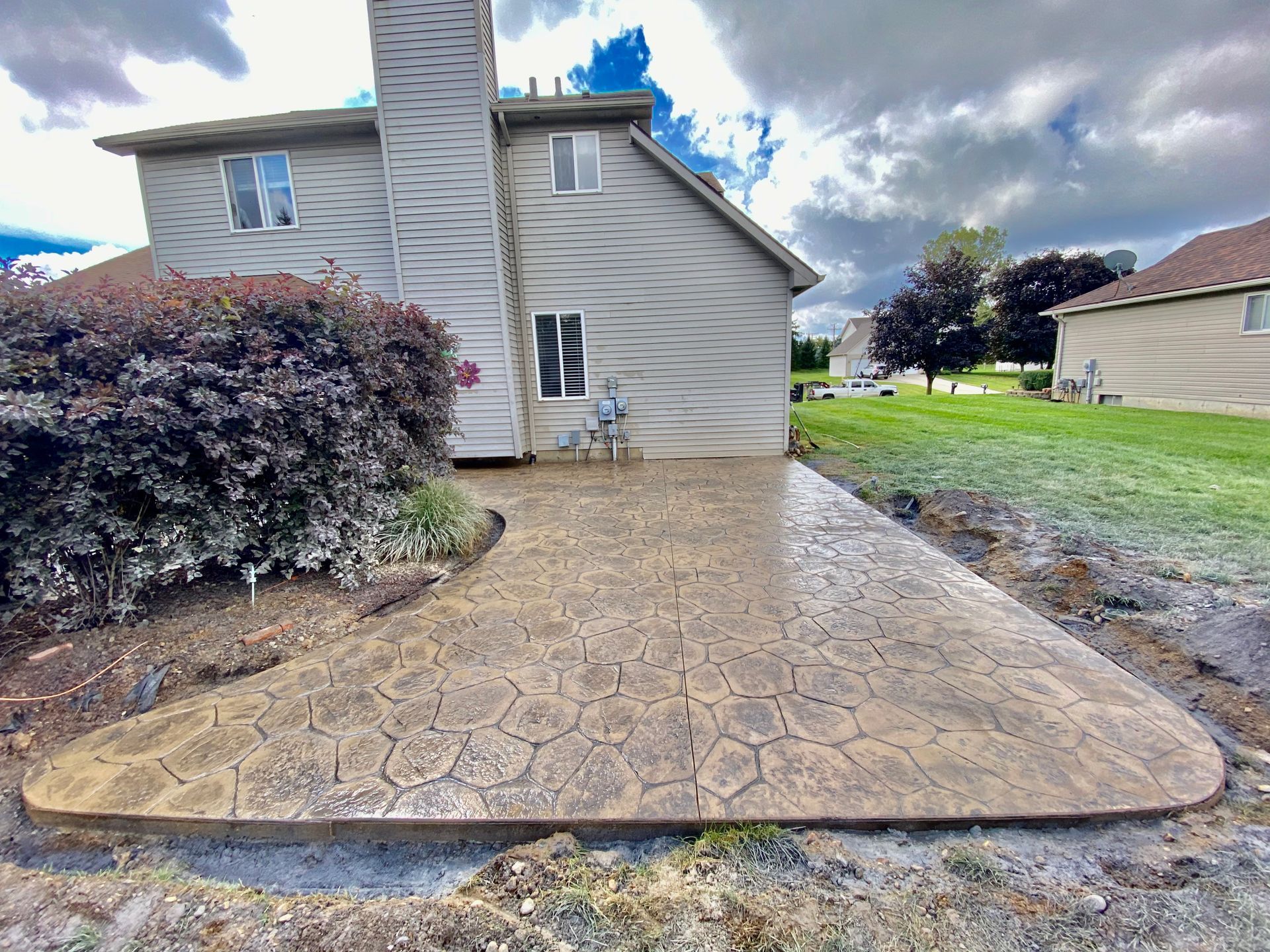 Random stone stamped concrete
