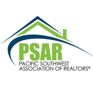 PSAR Pacific Southwest Association of Realtors logo in green and blue with house roof icon