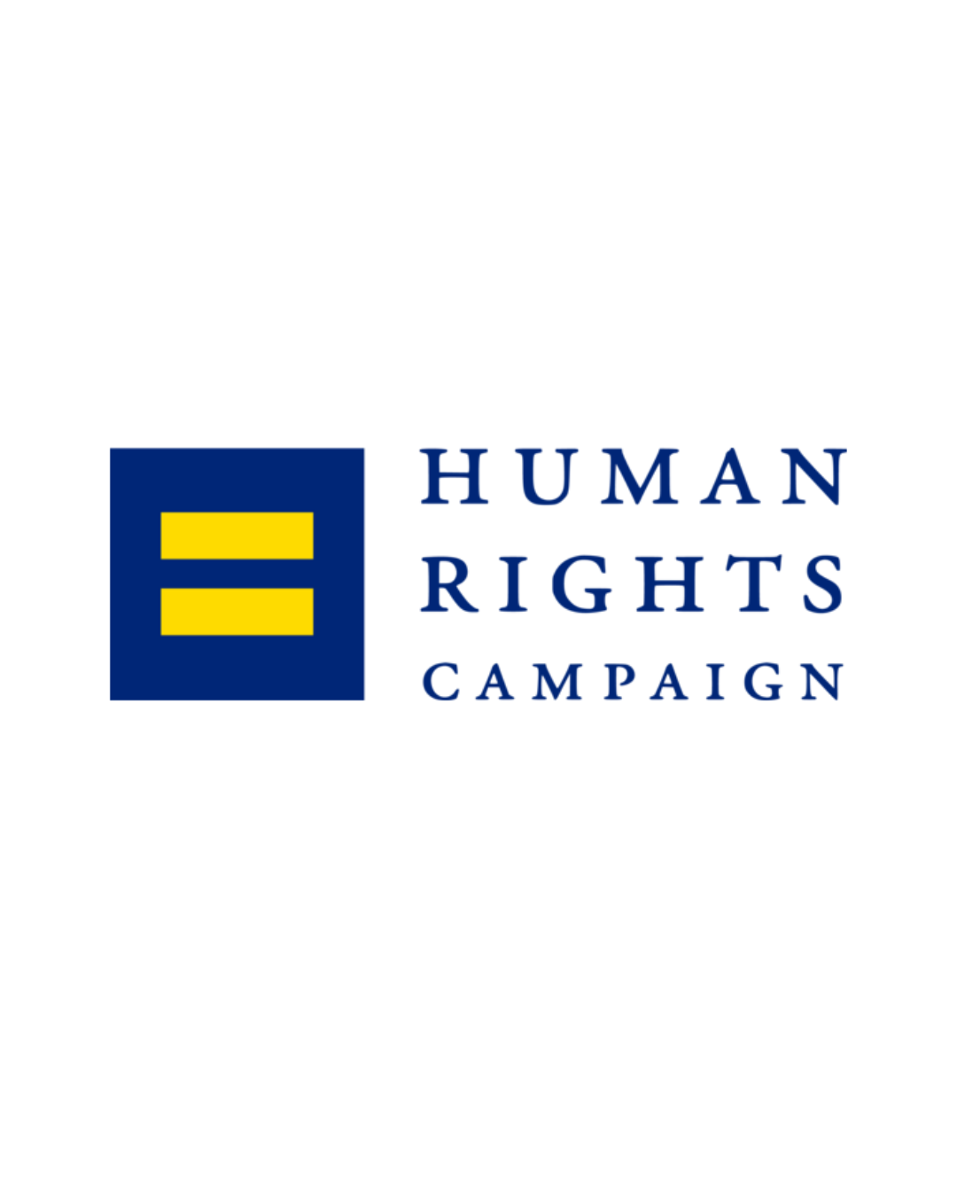 Human Rights Campaign logo with blue square and yellow equals sign