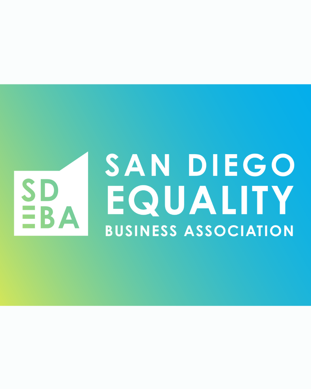 San Diego Equality Business Association logo on green-to-blue gradient background