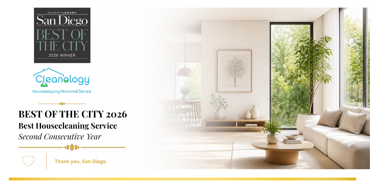 San Diego Property Management Services banner with bright modern living room and greenery