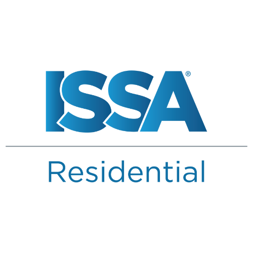 Blue ISSA logo above the word Residential in blue text on a white background.