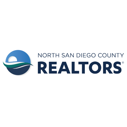 North San Diego County REALTORS logo in blue and green with text on white background
