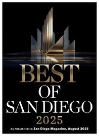 Best of San Diego 2025 award cover in gold and black with city skyline graphic