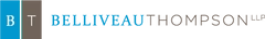 Belliveau Thompson LLP logo with blue and brown monogram and black text on white background