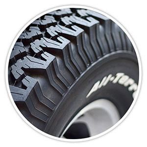 Close-up of a black tire tread with white lettering on the sidewall