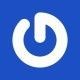 White power icon on a blue square background