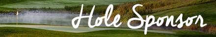 White “Hole Sponsor” text over a golf course background with a hole flag at left