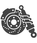 Car brake rotor and caliper icon in dark gray