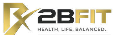2BFIT logo in gold and black with the slogan “HEALTH, LIFE, BALANCED.”