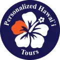 Logo: Navy blue circle with text "Personalized Hawaii Tours," hibiscus flower in white and orange.