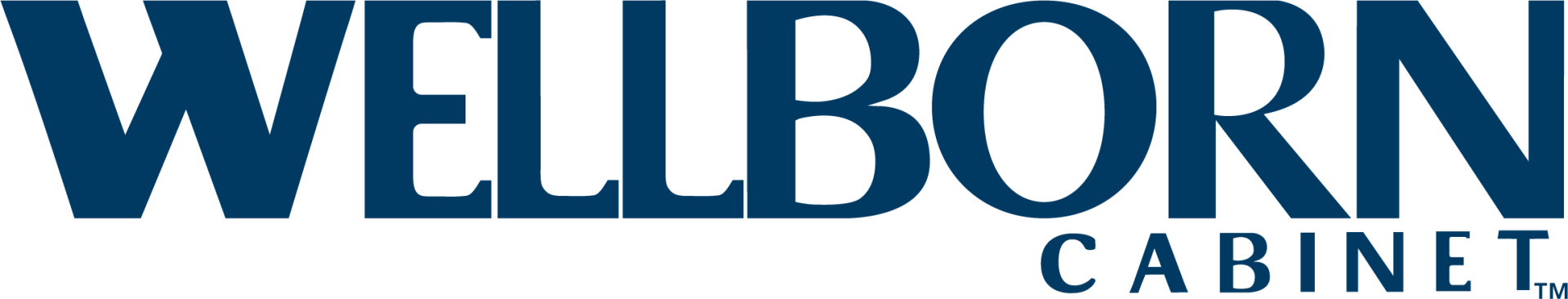 Wellborn Cabinet logo in blue and white  In Bucks County PA