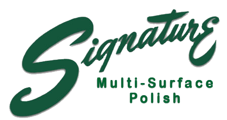 Signature Multi-Surface Polish logo in green script on a white background In Bucks County PA