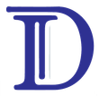 A blue letter d on a white background.