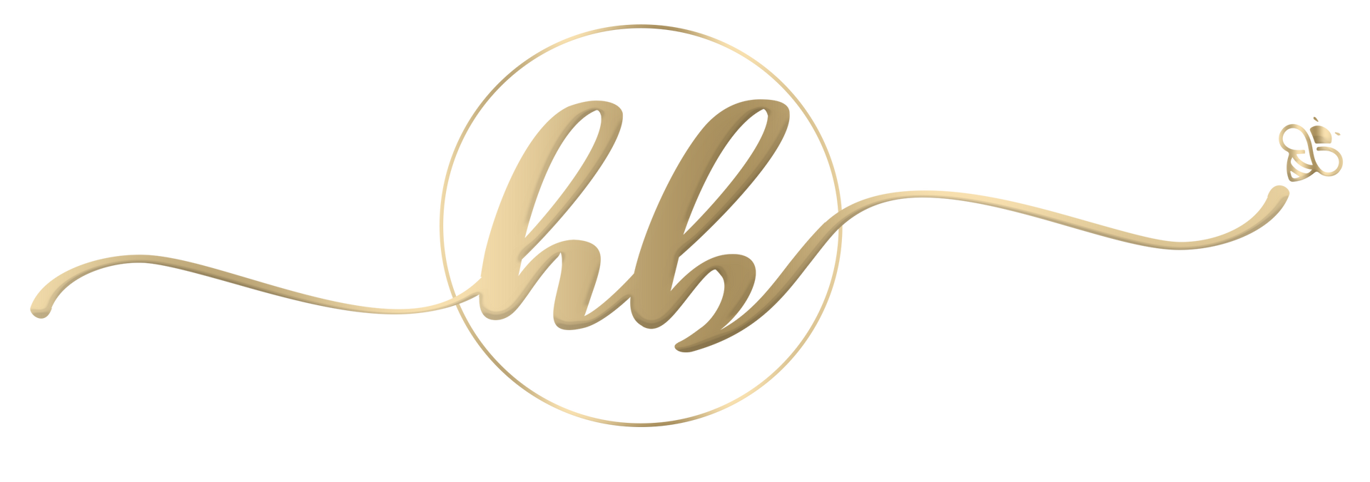 A gold logo with the letter hb in a circle on a white background.