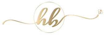 A gold logo with the letter hb in a circle on a white background.