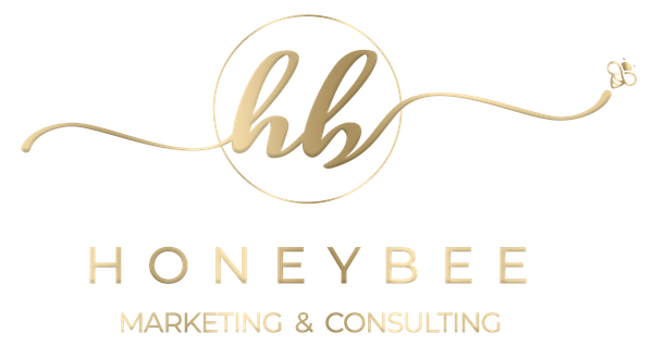 A logo for honeybee marketing and consulting with a bee on it.