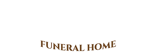 Brown &ldquo;FUNERAL HOME&rdquo; sign on a white background